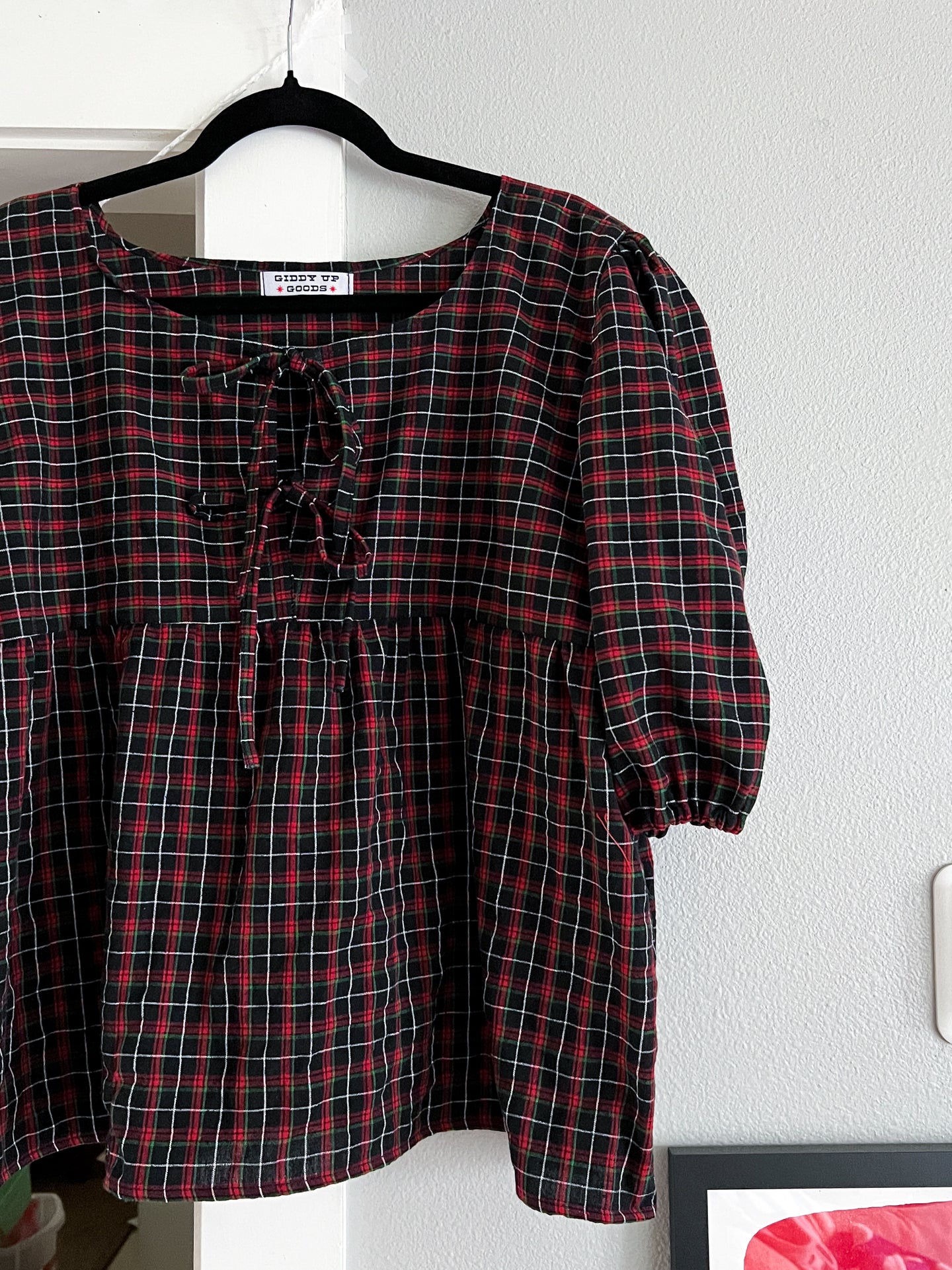 Holiday Babydoll Tie Top